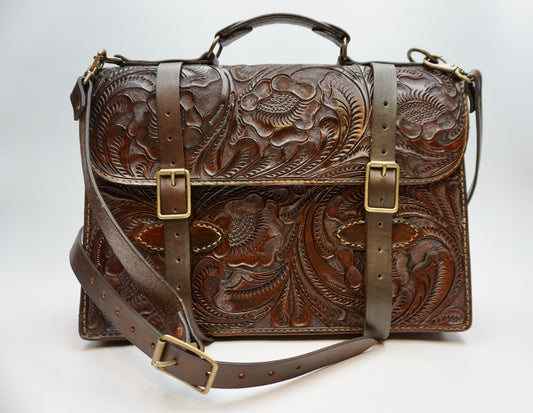 BRIEFCASE COLOR BROWN RETRO VIINTAGE AUTHENTIC LEATHER - MRM373