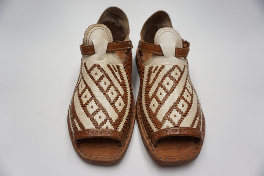 HUARACHES COMBINADOS DIAGONALES Y ROMBOS COLOR BROWN CLEAR RETRO VINTAGE ACME - MRM72