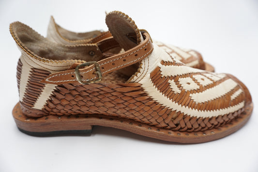HUARACHES COMBINADOS DIAGONALES Y ROMBOS COLOR BROWN CLEAR RETRO VINTAGE ACME - MRM72