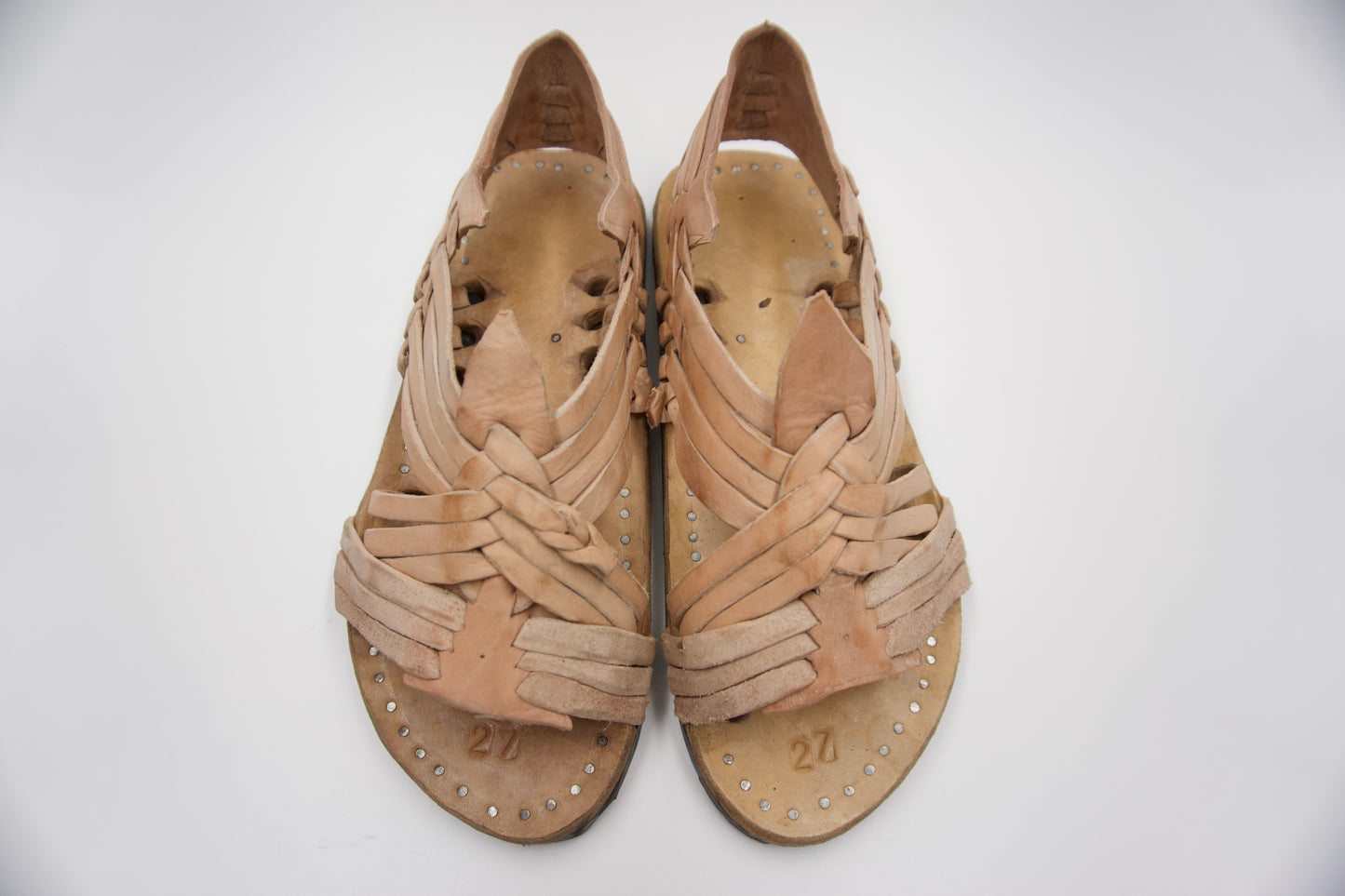 HUARACHES ARAÑITA RUSTICO CRUZADO NATURAL RETRO VINTAGE STYLE MEXICAN SANDALS - MRM09