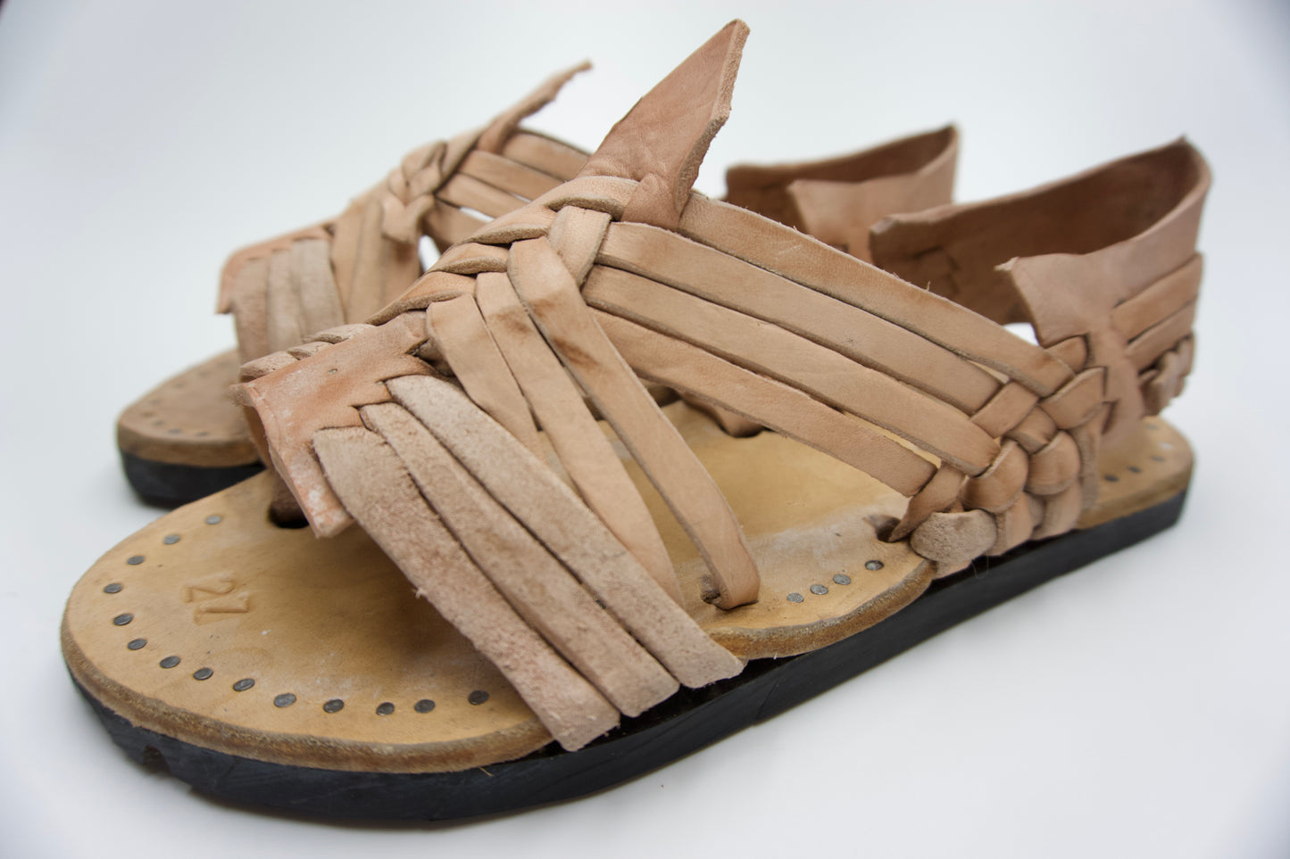 HUARACHES ARAÑITA RUSTICO CRUZADO NATURAL RETRO VINTAGE STYLE MEXICAN SANDALS - MRM09