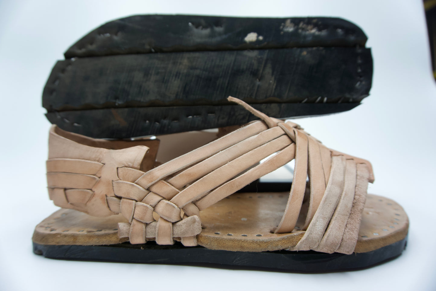 HUARACHES ARAÑITA RUSTICO CRUZADO NATURAL RETRO VINTAGE STYLE MEXICAN SANDALS - MRM09