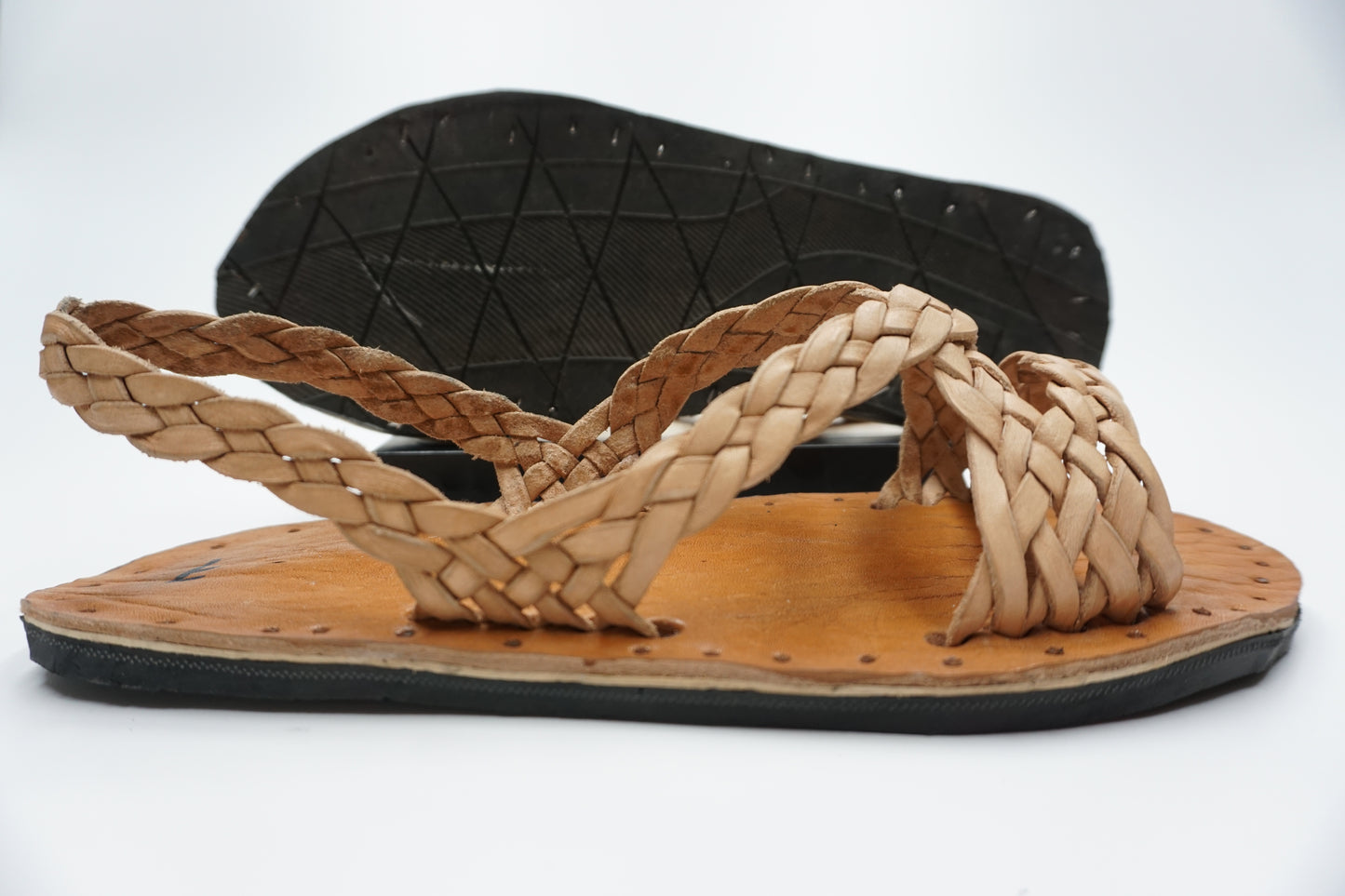 HUARACHES TRENSADO CADENA COLOR BEIGE NATURAL RETRO ACME - MRM21