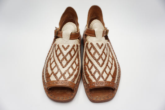 HUARACHES COMBINADOS CORDONES EN V Y ROMBOS COLOR BROWN CLEAR RETRO VINTAGE ACME - MRM35